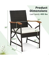 Sugift Set of 2 Patio Wicker Chairs with Soft Zippered Cushion