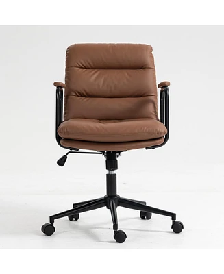 Ergonomic Pu Leather Office Chair with Reclining Back