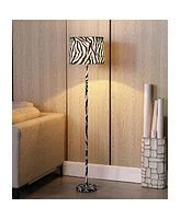 59" Faux Suede Zebra Print Floor Lamp