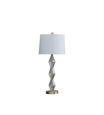 29.5" In Emil Moderne Geometric Light Amber Textured Glass Brushed Gold Table Lamp
