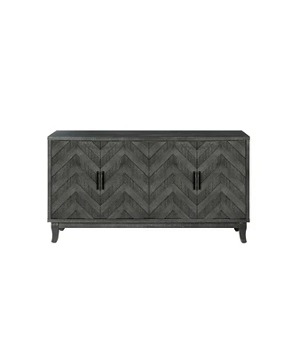 Vintage Style Buffet Cabinet with 4 Doors, Taupe Grey