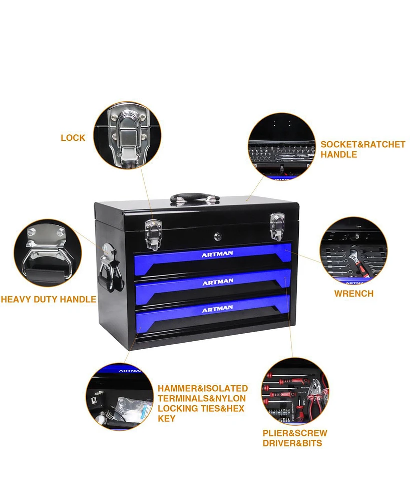 3 Drawers Tool Box With Tool Set
