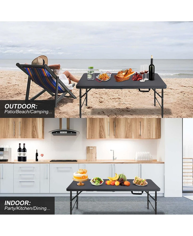 4FT Portable Folding Table Indoor&Outdoor Maximum Weight 135Kg Foldable Table For Camping