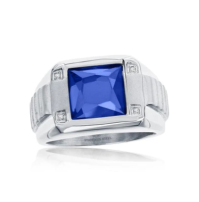 Stainless Steel Genuine Spinel Square Cz Ring