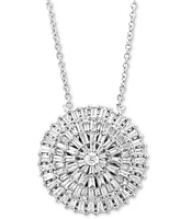 Effy Diamond Round & Baguette Circle Cluster 18" Pendant Necklace (1 ct. t.w.) in 14k White Gold