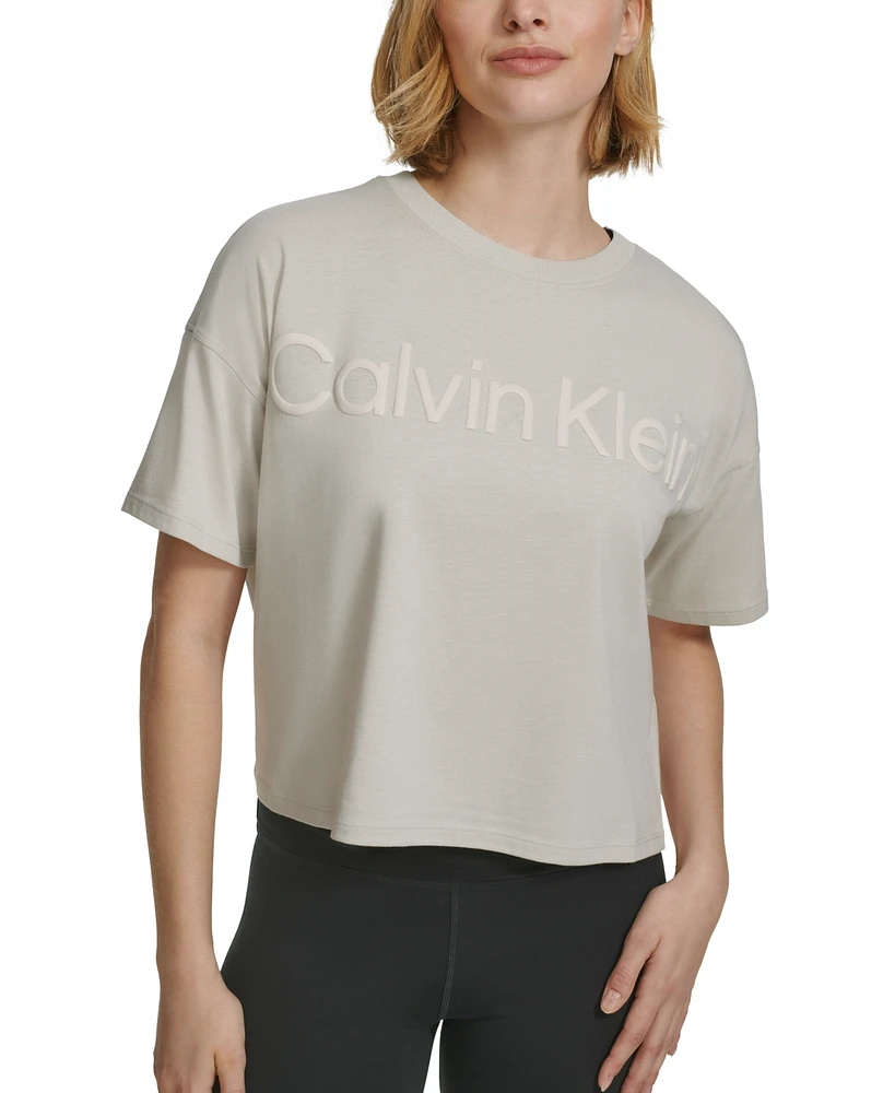 Calvin Klein Performance Women's Cotton Raised Logo Cropped T-Shirt