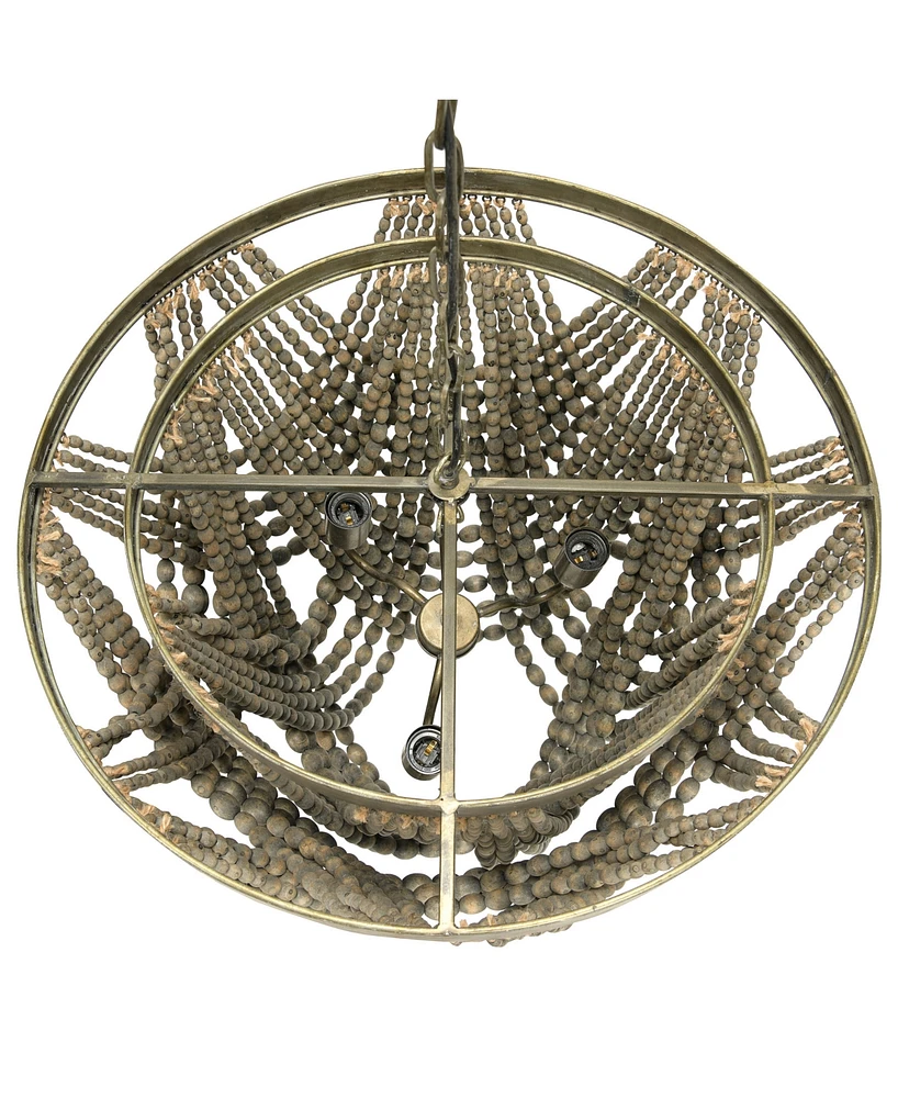 Storied Home 2-Tier Draped Wood Bead Chandelier