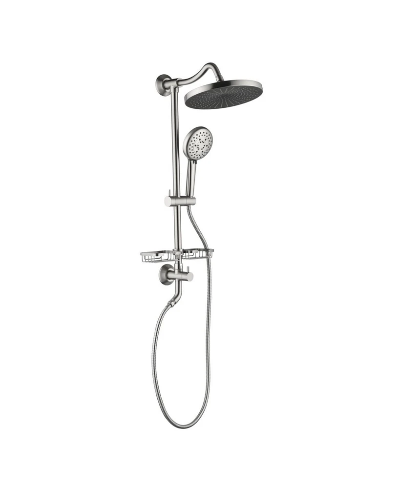 Shower System, With 10" Rain Showerhead, 4-Function Hand Shower, Adjustable Slide Bar And Soap Dish