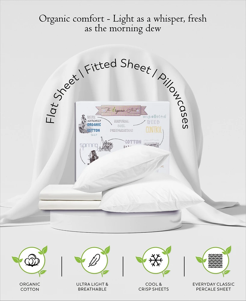 Purity Home Ultra-Light Cool Crisp 100% Cotton Percale 3-Pc. Sheet Set