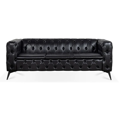 84.06 Inch Width Traditional Square Arm Removable Cushion 3 Seater Sofa