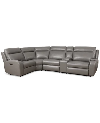 Closeout! Sheeler 5-Pc. Faux Leather Sectional with 3 Power Motion Chairs & 1 Console