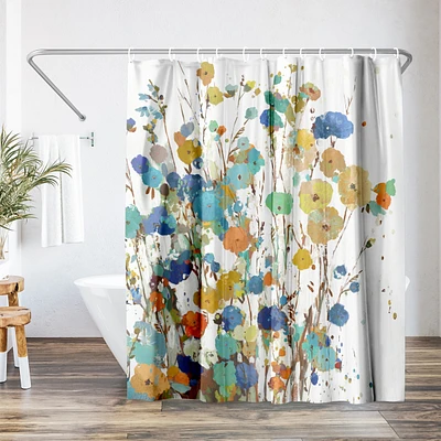 71x74 Floral Shower Curtain - Spring Garden by Pi Creative Art