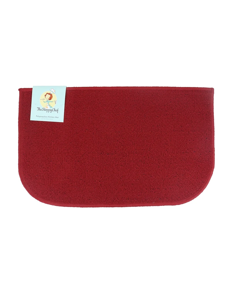 Sloppy Chef D-Shape Kitchen Throw Rugs (18x30 in.), Non-Skid Backing, Color Options