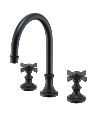 Mondawe Bathroom Faucets for Sink 3 Hole, 8 Inch Widespread Faucet 2 Handles Mid-Arc Kitchen with cUPC Flexible Hose