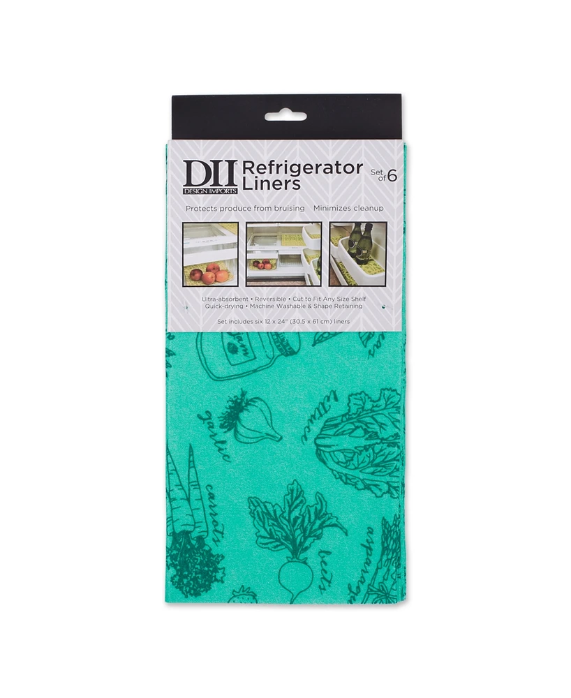 Design Imports Fridge Liner Collection Non-Adhesive, Cut to Fit, 12x24", Aqua Market, 6 Piece