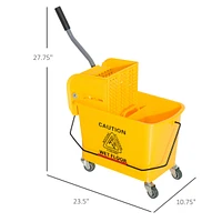 Homcom Mop Bucket with Wringer on Wheels for Floor Cleaning 21 Quart