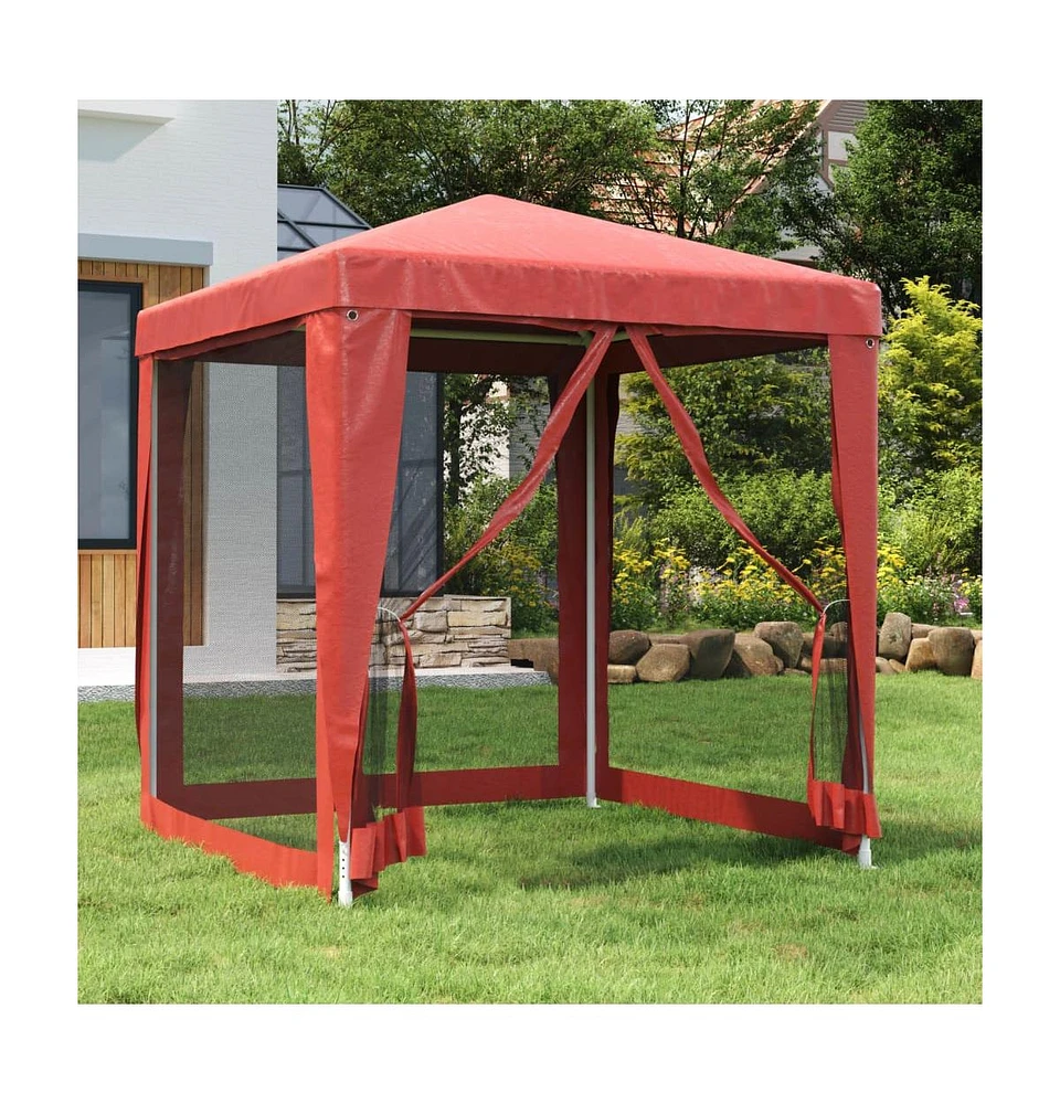 Party Tent with 4 Mesh Sidewalls Red 6.6'x6.6' Hdpe