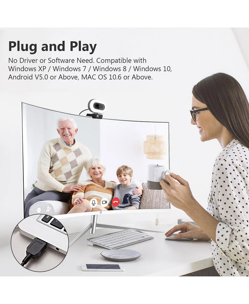 Z-edge ZE560D Full Hd 1080P Usb Webcam Auto Focus Web Camera with Tripod and Built-in Microphone