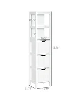 kleankin Narrow Bathroom Storage Cabinet, Slim Freesding Linen Tower,
