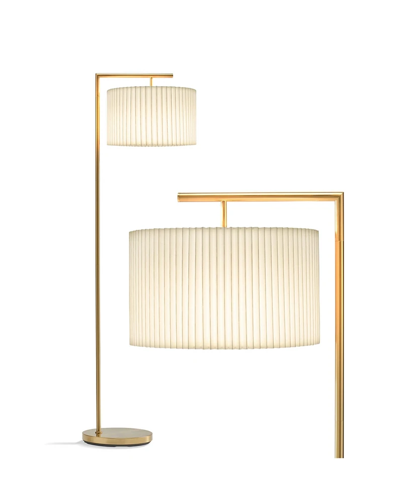 Brightech Montage Modern 60" Led Arc Floor Lamp with Pleated Fabric Drum Shade, Smart Plug Compatible, Bulb Included