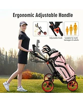 4 Wheel Golf Push Cart with Brake Scoreboard Adjustable Handle