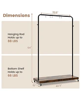 Industrial Pipe Rolling Garment Rack Heavy Duty Clothing Rack with Hooks & Shelf
