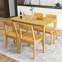48" Wooden Dining Table Rectangular Farmhouse Kitchen with Solid Rubber Wood