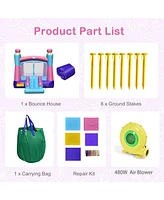 Inflatable Bounce House 3-in-1 Princess Theme Inflatable Castle w/ 480W Blower