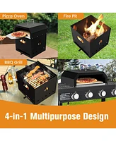 4-in-1 Multipurpose Outdoor Pizza Oven Wood Fired 2-Layer Detachable Oven