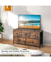 5-Drawer Dresser Fabric Storage Tower w/wooden Top Chest Organizer