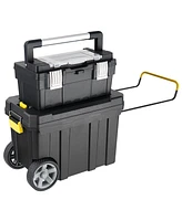 2-in-1 Rolling Tool Box Set Mobile Tool Chest Storage Organizer
