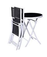 3 Pcs Folding Bistro Table Chairs Set Garden Backyard Patio Furniture