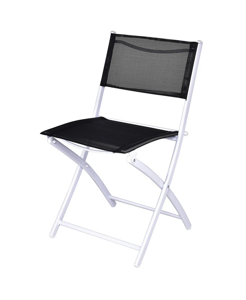 3 Pcs Folding Bistro Table Chairs Set Garden Backyard Patio Furniture