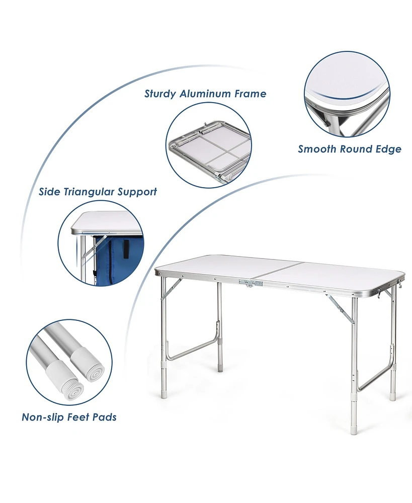 Adjustable Camping Table Aluminum w/ Storage Organizer