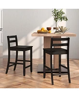 24-Inch Wooden Bar Stools Set of 2 with Ergonomic Backrest Counter Height