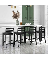 24-Inch Wooden Bar Stools Set of 4 with Ergonomic Backrest Counter Height