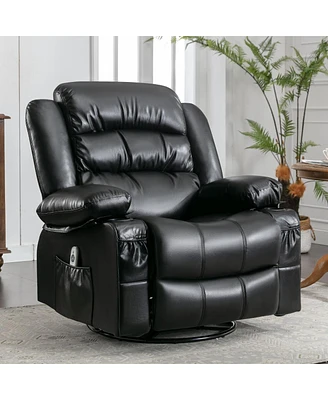 Black Swivel Rocker Recliner with Massage, Heat & Usb Charge