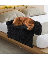 Plush Dog Couch Bed with Anti-Slip Base for Calming Comfort and Support