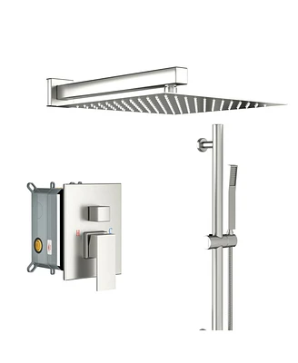 Brushed Nickel Wall Mounted Rain Shower System