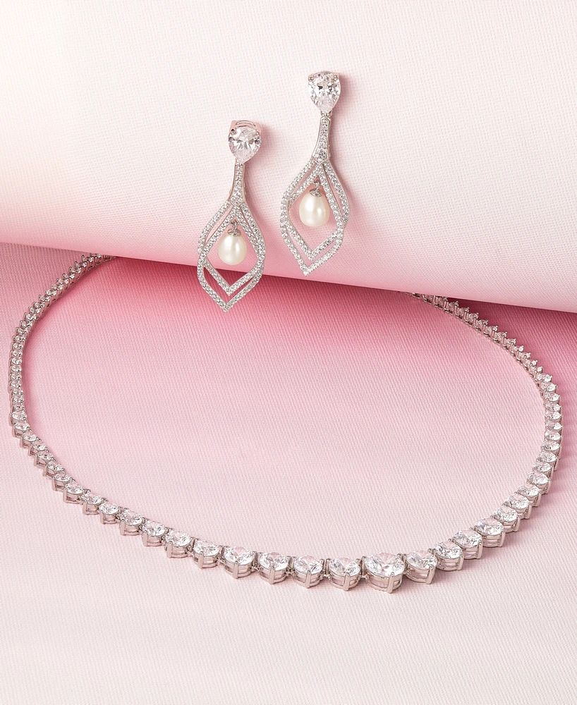Arabella Cubic Zirconia Graduated 17" Necklace in Sterling Silver, Created for Macy's