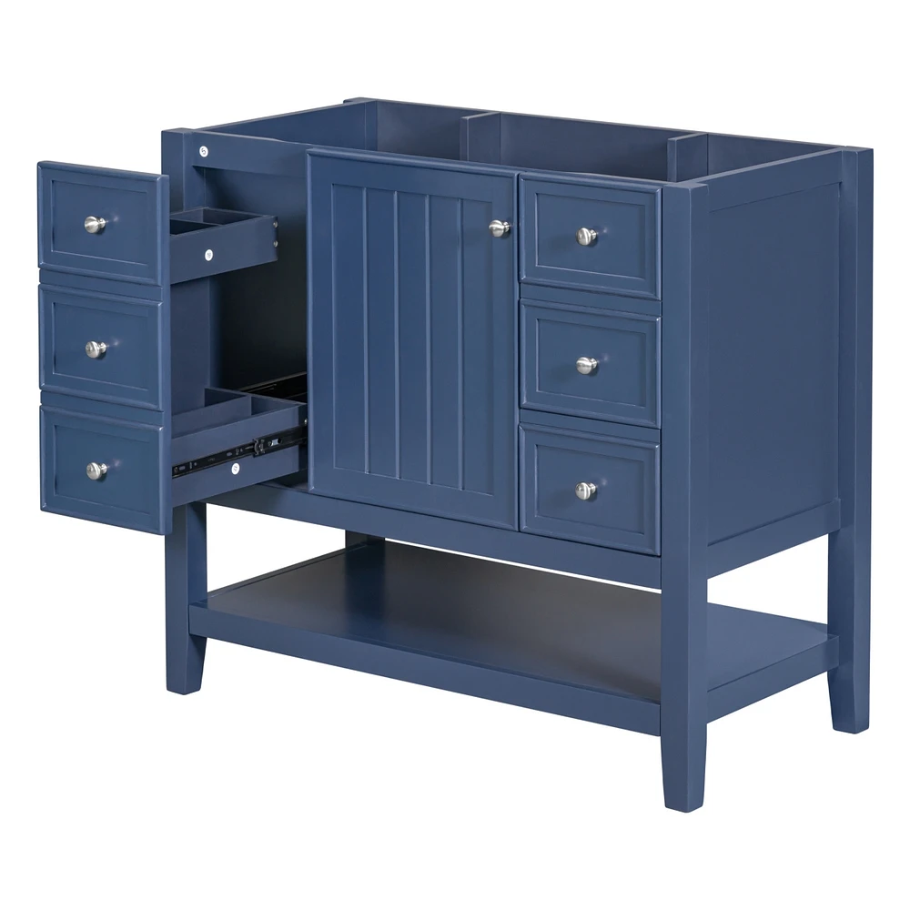 Streamdale Furniture 36" Bathroom Vanity Without Sink, Cabinet Base Only, One Cabinet And Three Drawers