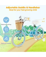 18" Kid's Bike with Training Wheels Adjustable Handlebar Seat Handbrake