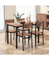 5 Piece Dining Table Set Industrial Style Kitchen Table & Chairs for 4