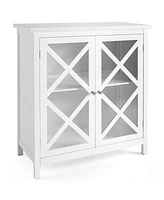 Kitchen Storage Cabinet Buffet Sideboard w/ Glass Doors & Adjustable Shelf