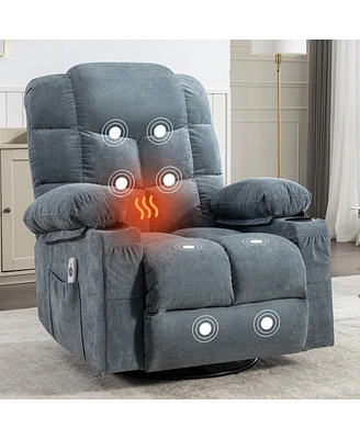 Oversized Rocker Recliner with Massage, Heat, and Usb