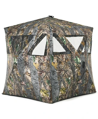 3-Person Pop-Up Hunting Blind with Ground Setup and Tie-Downs for Stability