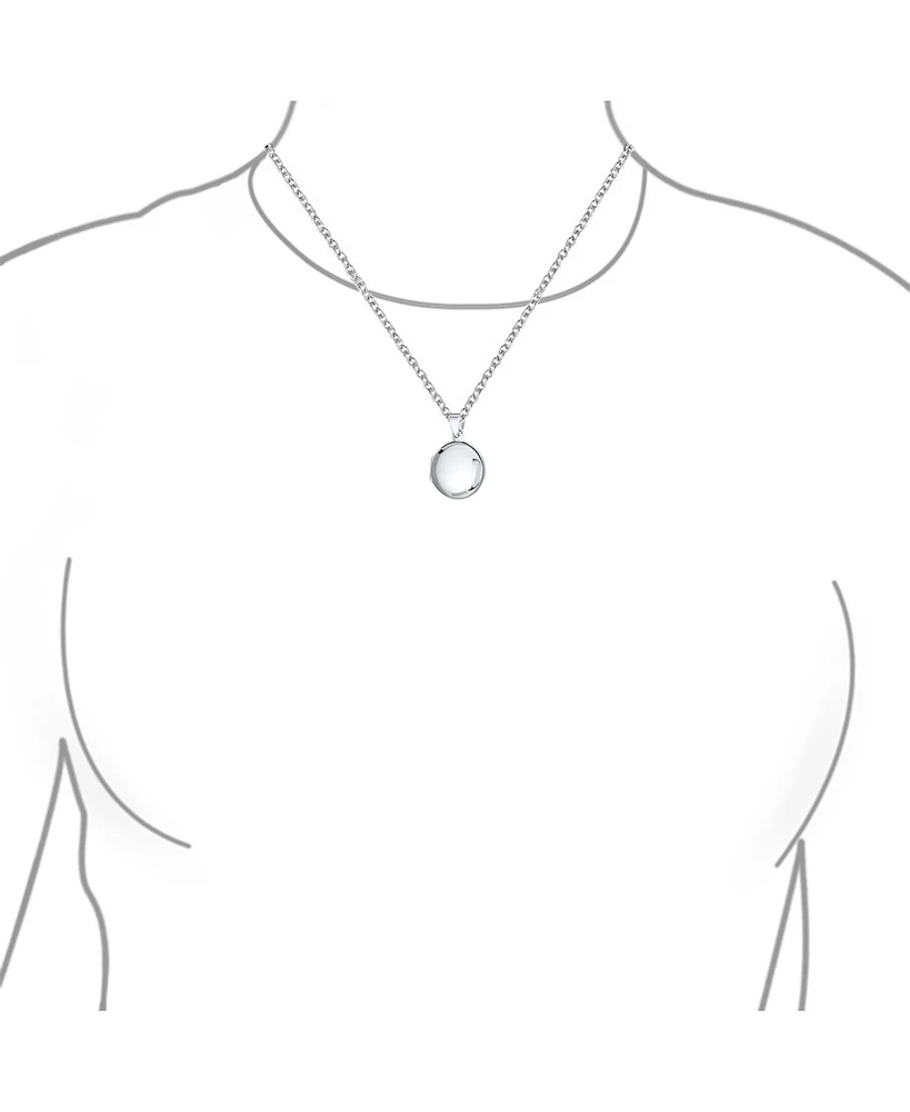 Bling Jewelry Simple Dome Round Circle Photo Lockets That Hold Pictures Silver Locket Necklace Pendant