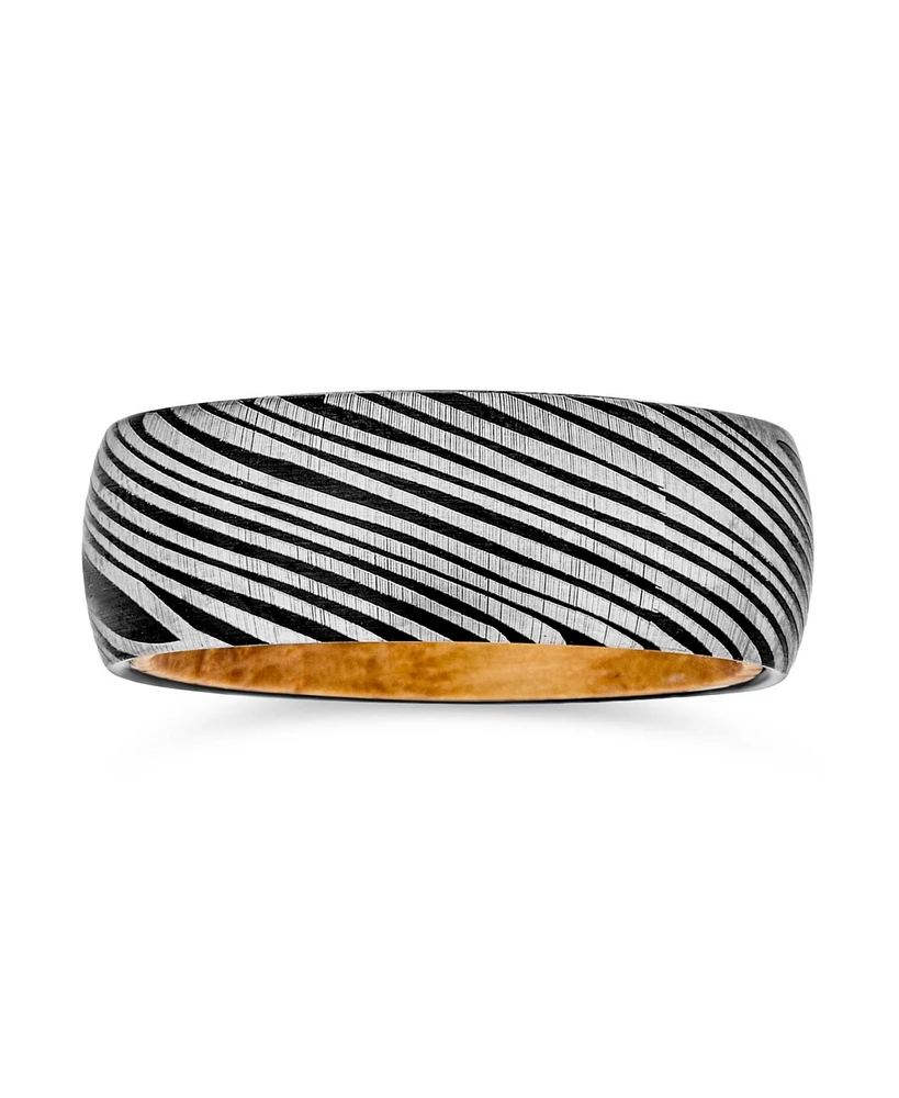 Bling Jewelry Laser Etched Wood Grain Matte Finish Black Band with Oliver Sleeve Liner Titanium Rings Comfort Fit 8MM