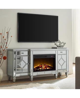 Streamdale Furniture 57" X 15 " X 25.6" Flash silver combination Tv fireplace cabinet