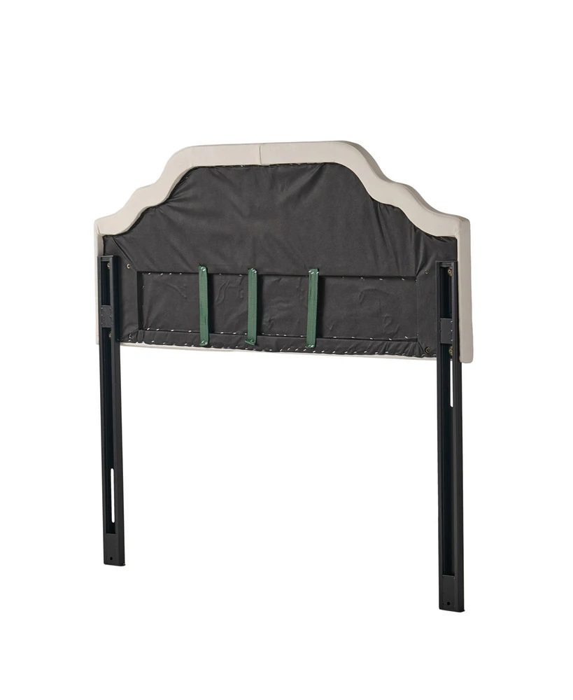 Contemporary Button-Tufted Upholstered Headboard with Nailhead Accents